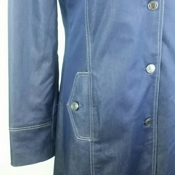 EXPRESS l Stretch Lightweight Denim Topstitch Coat - Picture 5 of 7